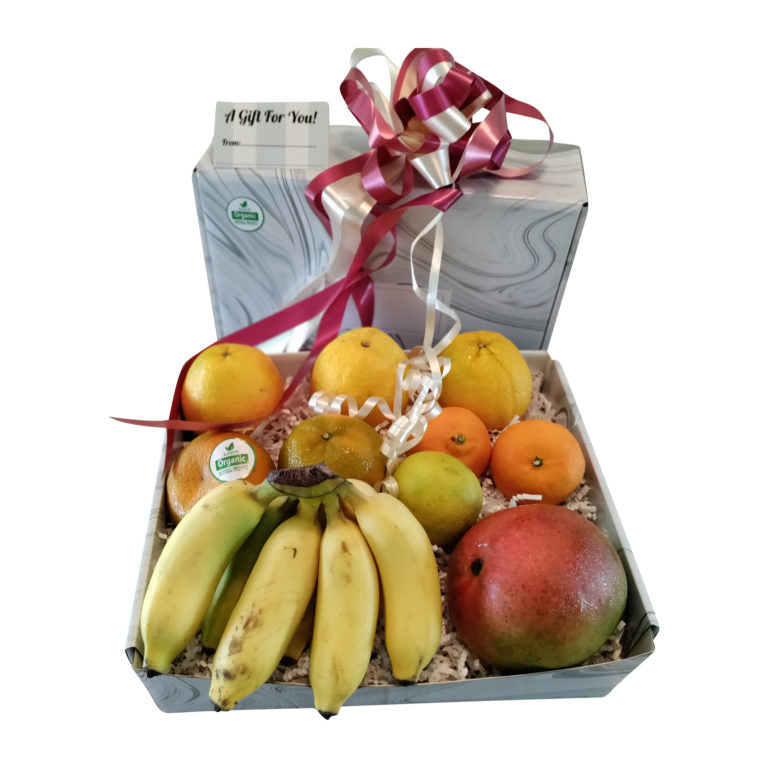 Large organic fruit gift basket with assorted tropical fruits